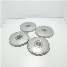 Kit 4 coppe coppette copriruota Fiat 127 epoca da restaurare diam 23cm in metallo cromato