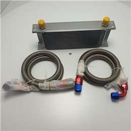 Kit radiatore olio con tubi condotti tuning universale auto misure cm 33X12X5 condotti mt 1 X 2 acciaio