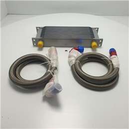 Kit radiatore olio con tubi condotti tuning universale auto misure cm 33X12X5 condotti mt 1 X 2 acciaio