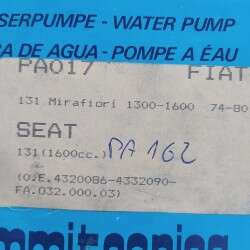 4320086 Pompa acqua Fiat 131 Mirafiori 1.3 1.6 Seat 131 1.6 1974-80 4332090 FA.032.000.03 