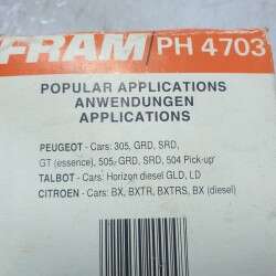 PH4703 FRAM filtro olio motore Peugeot 305 GRD SRD Talbot Horizon GLD LD Citroen BX TR TRS