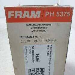 PH5375 FRAM filtro olio motore Renault Clio RL RN RT 1.9 D