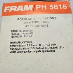 PH5616 FRAM filtro olio motore Renault Safrane Laguna 2.5 2.2 D TD 1993